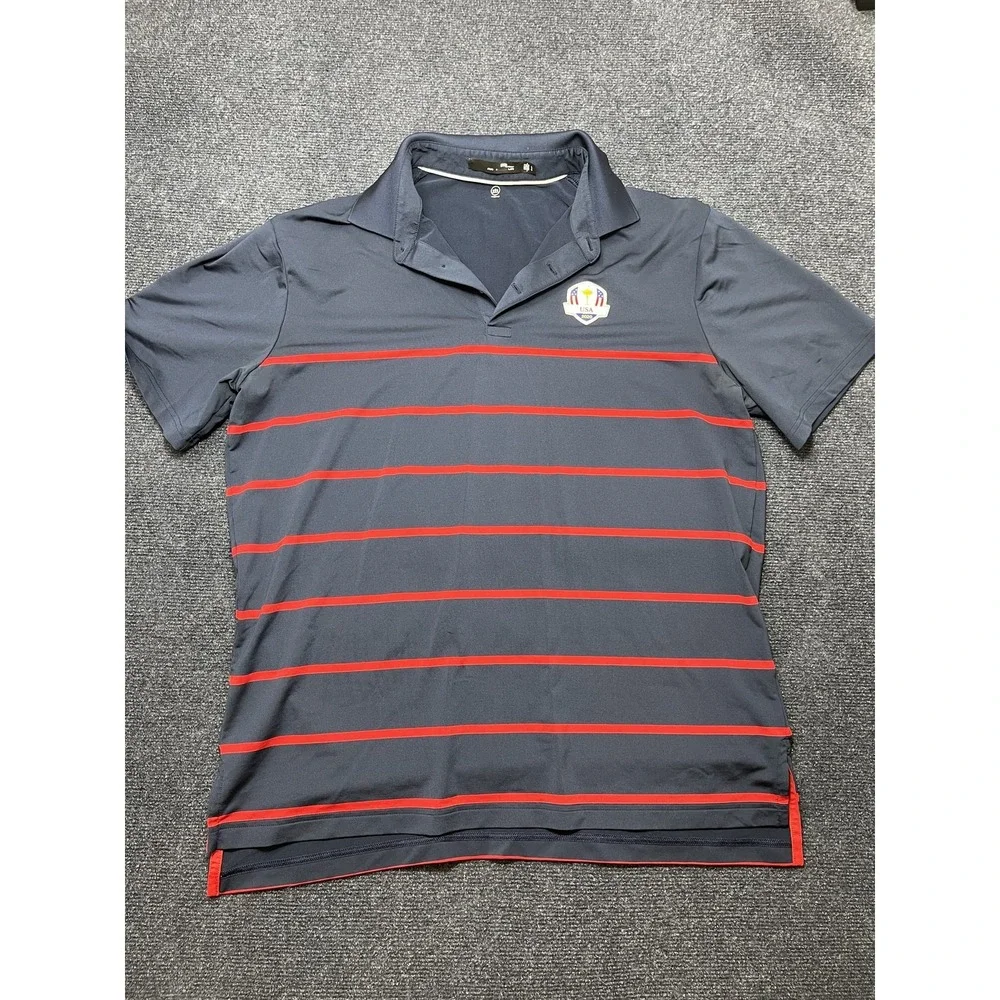 Polo Ralph Lauren Ryder Cup USA 2020 Shirt Mens L Blue Golf Wicking Short Sleeve